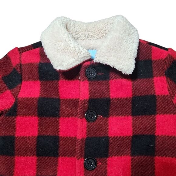 Toddler Buffalo Check Jacket 24 Months Red Black Sherpa Lined Button Up Coat - Picture 7 of 8